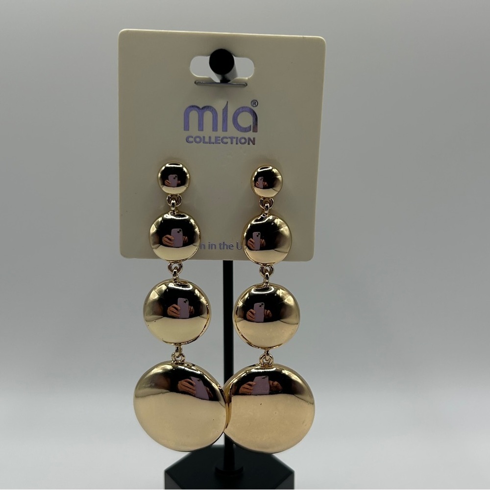 Shiny Gold Disc Statement Earrings